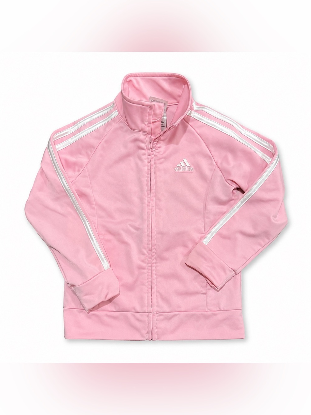 adidas Kids' Pink Track Jacket with White Stripes Size 5
